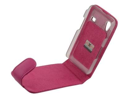 Samsung S5830 Galaxy Ace Genuine Leather Flip Case - Pink