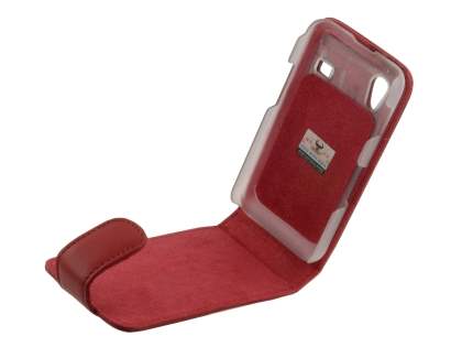 Samsung S5830 Galaxy Ace Genuine Leather Flip Case - Red