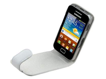 Samsung S5830 Galaxy Ace Genuine Leather Flip Case - White