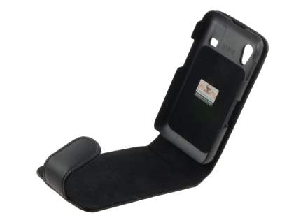 Samsung S5830 Galaxy Ace Genuine Leather Flip Case - Black