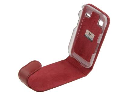 Samsung S5660 Galaxy Gio Genuine Leather Flip Case - Red
