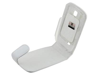 Samsung S5570 Galaxy Mini Genuine Leather Flip Case - White