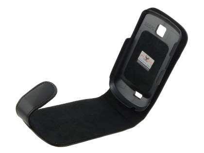 Samsung S5570 Galaxy Mini Genuine Leather Flip Case - Black