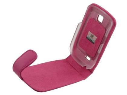 Samsung S5570 Galaxy Mini Genuine Leather Flip Case - Pink