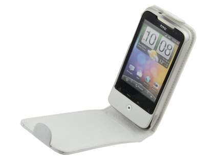Genuine Leather Flip Case for HTC Legend - White