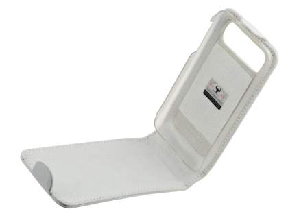 Genuine Leather Flip Case for HTC Legend - White