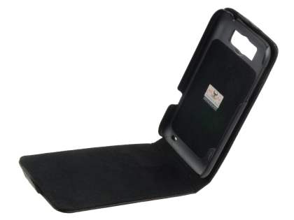 HTC Sensation XL Genuine Leather Flip Case - Black