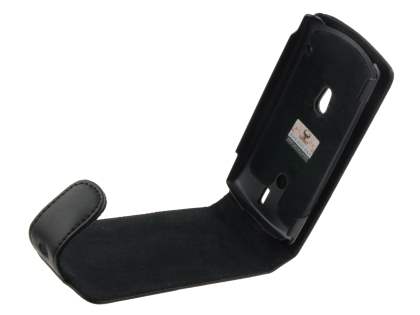 Genuine Leather Flip Case for Sony Ericsson XPERIA Neo - Classic Black