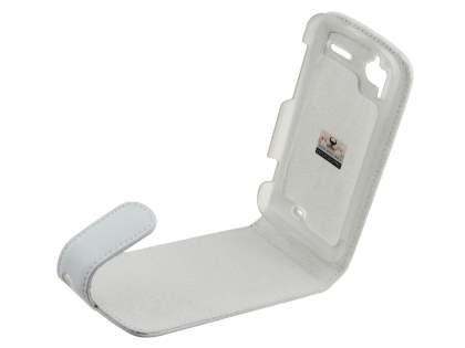 Genuine Leather Flip Case for HTC Sensation - White