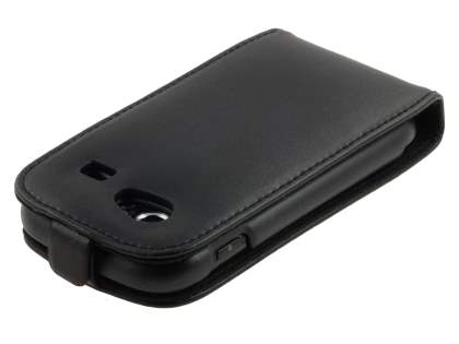 Samsung I9023 Google Nexus S Genuine Leather Flip Case - Black