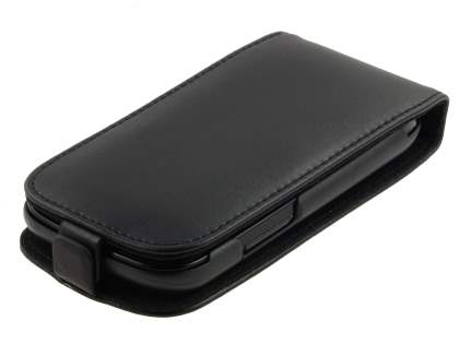 Samsung I9023 Google Nexus S Genuine Leather Flip Case - Black