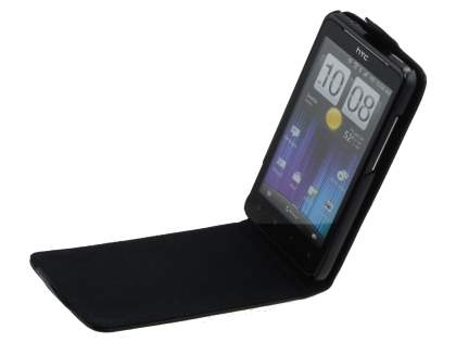 HTC Velocity 4G Genuine Leather Flip Case - Black