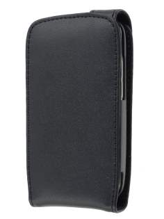 LG Optimus One P500 Genuine Leather Flip Case - Black