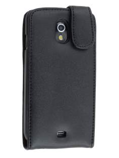 Genuine Leather Flip Case for Samsung I9250 Google Galaxy Nexus - Black Leather Flip Case