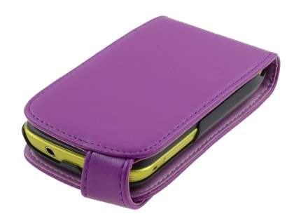 Samsung S5570 Galaxy Mini Synthetic Leather Flip Case - Purple