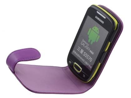Samsung S5570 Galaxy Mini Synthetic Leather Flip Case - Purple