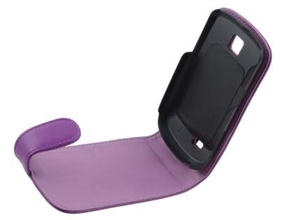 Samsung S5570 Galaxy Mini Synthetic Leather Flip Case - Purple