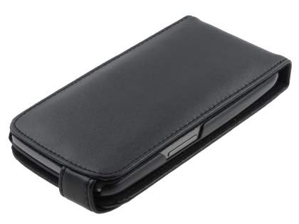 Genuine Leather Flip Case for Samsung I9250 Google Galaxy Nexus - Black