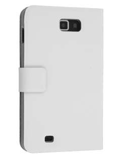 Samsung I9220 Galaxy Note Slim Genuine Leather Portfolio Case - White Leather Wallet Case