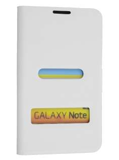 Samsung I9220 Galaxy Note Slim Genuine Leather Portfolio Case - White