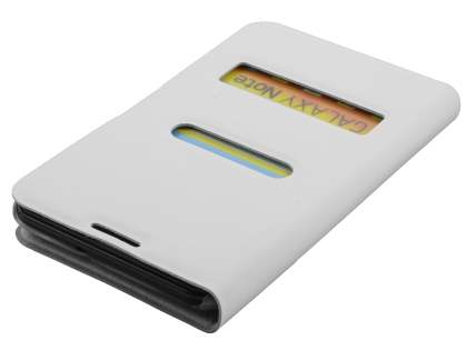 Samsung I9220 Galaxy Note Slim Genuine Leather Portfolio Case - White