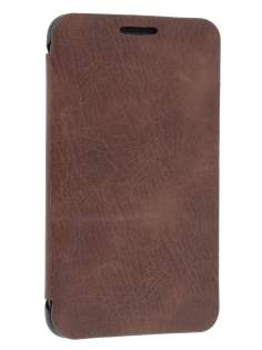Samsung I9220 Galaxy Note Premium Book-Style Slim Synthetic Leather Flip Case - Brown Leather Wallet Case