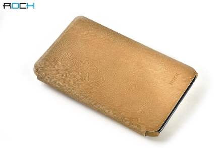 ROCK BigCity Book-Style Synthetic Leather Flip Case for Samsung Galaxy Note - Gold Leather Wallet Case