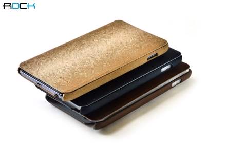 ROCK BigCity Book-Style Synthetic Leather Flip Case for Samsung Galaxy Note - Gold