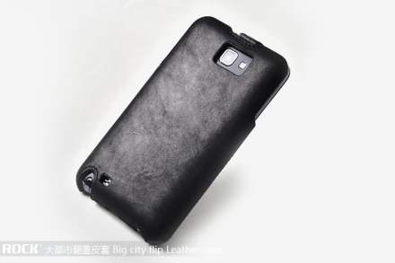 ROCK BigCity Slim Genuine Leather Flip Case for Samsung I9220 Galaxy Note - Black