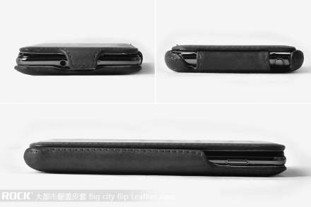 ROCK BigCity Slim Genuine Leather Flip Case for Samsung I9220 Galaxy Note - Black