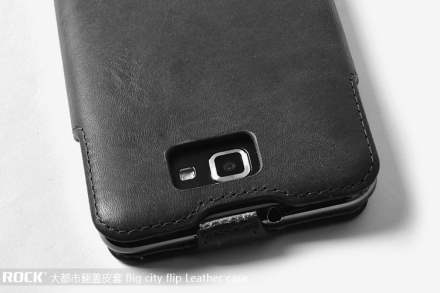 ROCK BigCity Slim Genuine Leather Flip Case for Samsung I9220 Galaxy Note - Black
