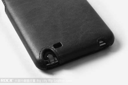 ROCK BigCity Slim Genuine Leather Flip Case for Samsung I9220 Galaxy Note - Black