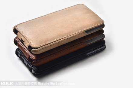 ROCK BigCity Slim Genuine Leather Flip Case for Samsung I9220 Galaxy Note - Black