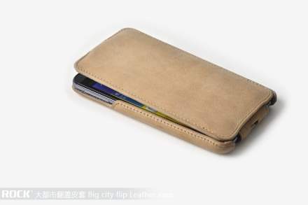 ROCK BigCity Slim Genuine Leather Flip Case for Samsung I9220 Galaxy Note - Beige