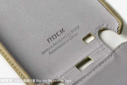 ROCK BigCity Slim Genuine Leather Flip Case for Samsung I9220 Galaxy Note - Beige