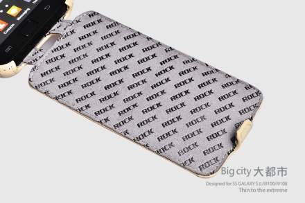 ROCK BigCity Slim Genuine Leather Flip Case for Samsung Galaxy S2 - Beige