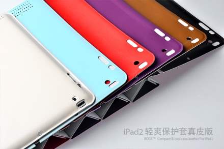 ROCK Light & Cool Genuine Leather Smart Cover for Apple iPad 2/3/4 - Red