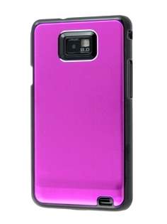 Brushed Aluminium Case for Samsung Galaxy S2 - Hot Pink Hard Case