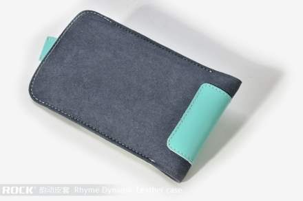 ROCK Rhyme Dynamic Genuine Leather Slide-in Case with Pull-out Strap for Phones - Blue