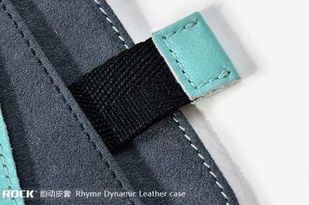 ROCK Rhyme Dynamic Genuine Leather Slide-in Case with Pull-out Strap for Phones - Blue