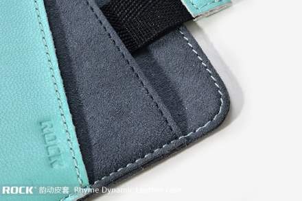 ROCK Rhyme Dynamic Genuine Leather Slide-in Case with Pull-out Strap for Phones - Blue