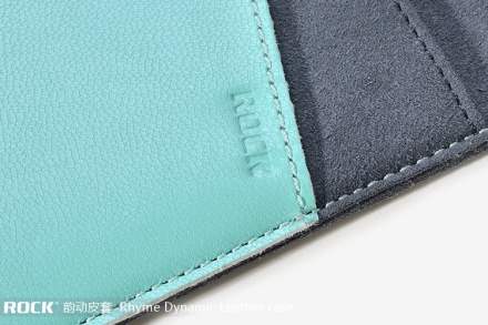 ROCK Rhyme Dynamic Genuine Leather Slide-in Case with Pull-out Strap for Phones - Blue