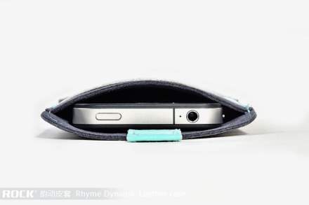 ROCK Rhyme Dynamic Genuine Leather Slide-in Case with Pull-out Strap for Phones - Blue