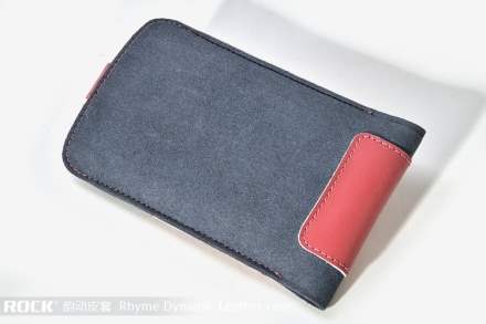 ROCK Rhyme Dynamic Genuine Leather Slide-in Case with Pull-out Strap for Phones - Vermilion