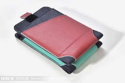 ROCK Rhyme Dynamic Genuine Leather Slide-in Case with Pull-out Strap for Phones - Vermilion