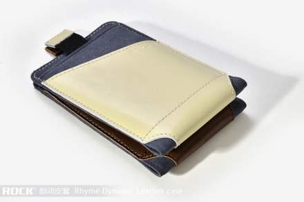 ROCK Rhyme Dynamic Genuine Leather Slide-in Case with Pull-out Strap for Phones - Beige