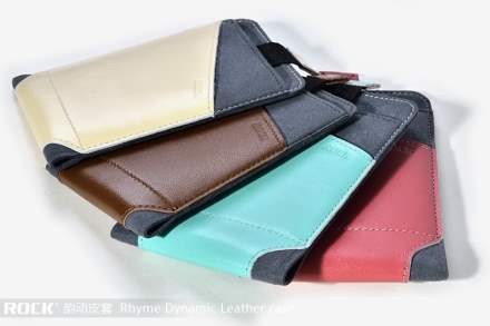 ROCK Rhyme Dynamic Genuine Leather Slide-in Case with Pull-out Strap for Phones - Beige