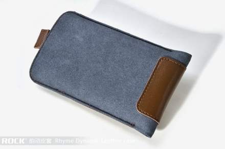 ROCK Rhyme Dynamic Genuine Leather Slide-in Case with Pull-out Strap for Phones - Brown