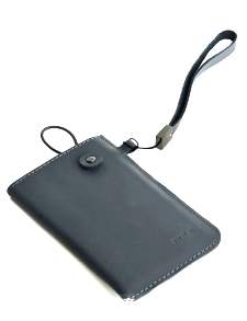 ROCK Pattern style Genuine Leather Slide-in Case with Strap for Phones - Misty Grey Leather Slide-in Case