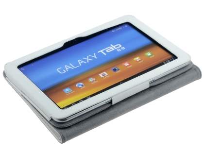 Samsung Galaxy Tab 8.9 4G Synthetic Leather Flip Case with Dual-Angle Tilt Stand - White